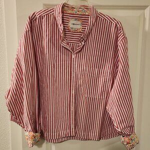 American Eagle XL Cotton button down shirt Red and White stripes